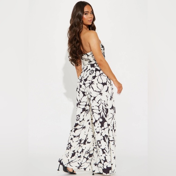Beckette Floral Jumpsuit - Black/White Size S - Picture 3 of 3